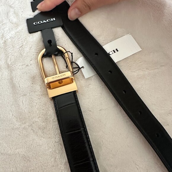 MWT! Coach Women Classic Buckle Cut To Size Reversible Belt 25MM Black CF272